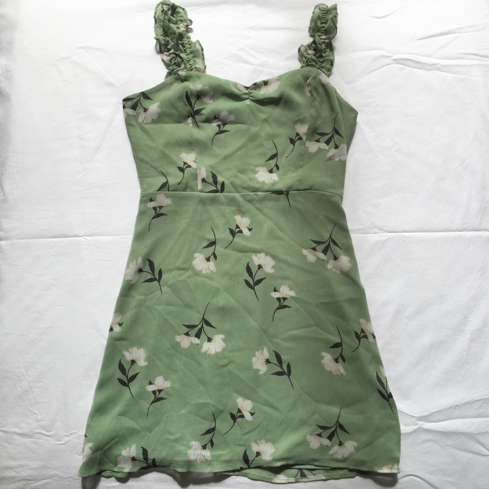 All in Favor Green Floral Print Dress - Picture 1 of 5